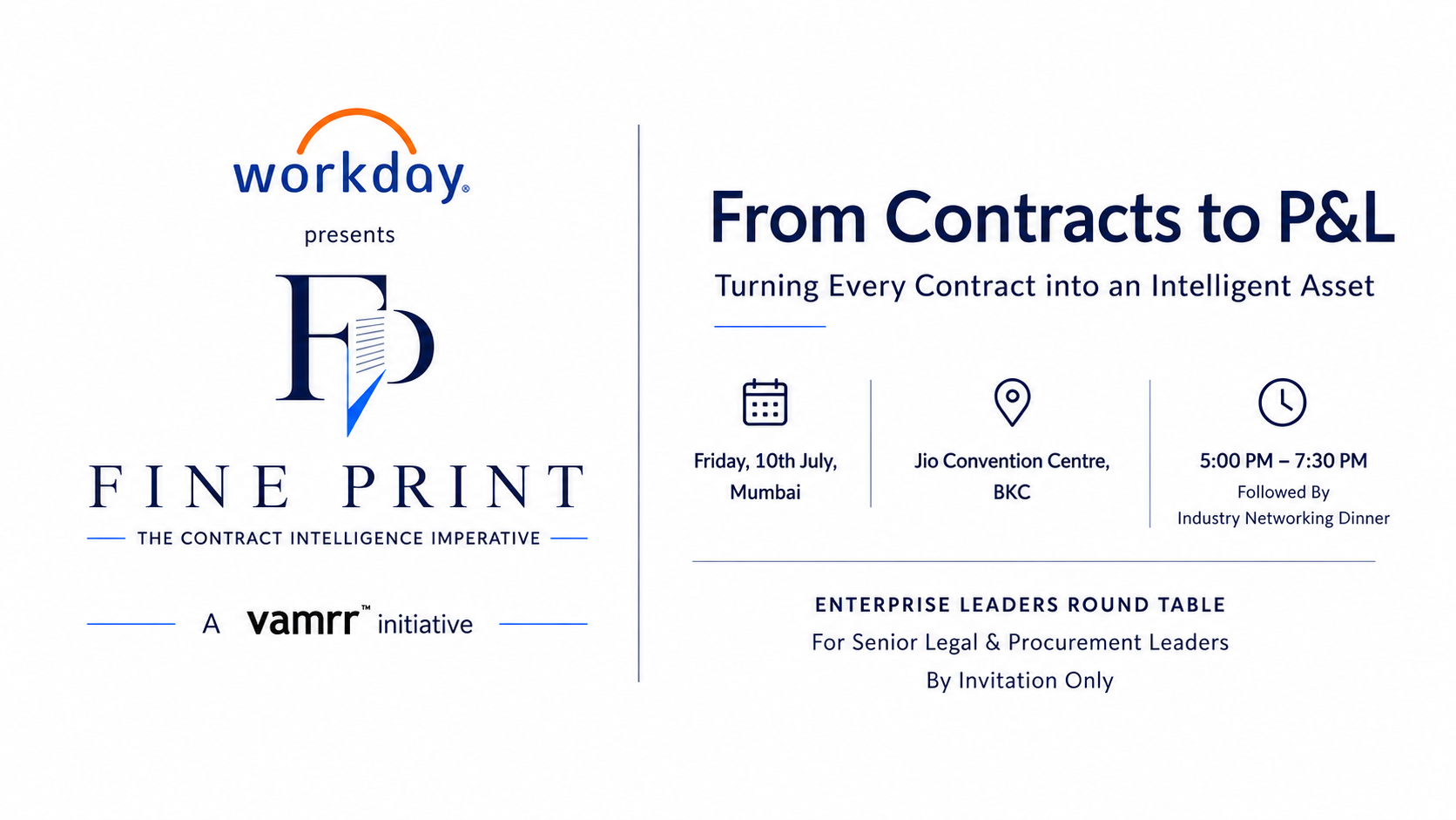 Fine Print — The Contract Intelligence Imperative · Edition 2 · Jio Convention Centre, BKC, Mumbai · Friday 10 July 2026