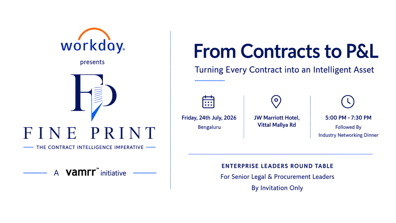 Fine Print — The Contract Intelligence Imperative · Edition 3 · JW Marriott, Vittal Mallya Road, Bengaluru · Friday 24 July 2026